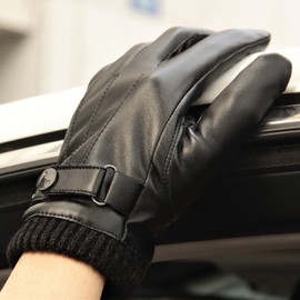 Touchscreen PU Leather Glove Men - Christmas Warm Winter Driving/Fleece Lining