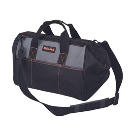 MEIJIA Portable Waterproof Tool Bag, Wide Mouth Open, Multi Inside Pockets for Tool Storage with Adjustable Shoulder Strap(14")