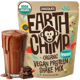 EarthChimp Organic Vegan Protein Powder - 52 Servings, 64 Oz - with Probiotics  Digestive Enzymes - Plant Based, Dairy Free, Non GMO, Gluten Free,... 