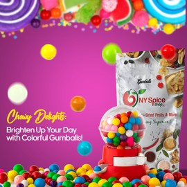 NY Spice Shop Tutti Frutti Black Gumballs - 1 Pound Chewing Gum Gumballs - Gumballs For Gumball Machine - Fruit Flavored Bubble Gum Bulk - Kosher Gumball Machine Refills For Kids - Approx 50 Pcs