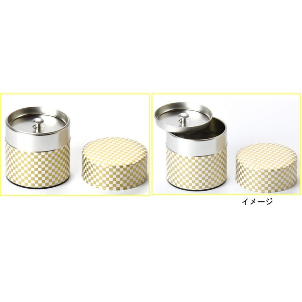 Pokkan a Japanese Tea Tin Canister, Air Tight, Double Lid, 100g Tea Capacity (Wave - Japanese Traditional Wave Pattern, S - 100g)