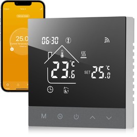 Beok Thermostat Heating Digital, Smart Room Thermostat 16A Electric Underfloor Heating Thermostat Underfloor Heating WiFi Touchscreen with External Sensor Compatible with Tuya/Google Home/Alexa