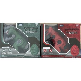 Unbranded Battery Powered Walking 2 Dinosaurs  T-Rex Red & Green Remote Control Toys Sound