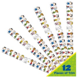 Eureka Peanuts Lineup Extra Wide Decorative Classroom and Bulletin Board Trim for Teachers, 3.25" Wide, 12 Strips for 37 Total Feet