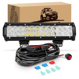 LED Light Bar 12Inch 72W Off Road Light Pods, KINGOPT LED Spot Flood Combo Beam High Brightness with Wiring Harness Kit Fog Lamps Driving Boat Work Lights for Truck Car Golf SUV ATV UTV Jeep Harvester