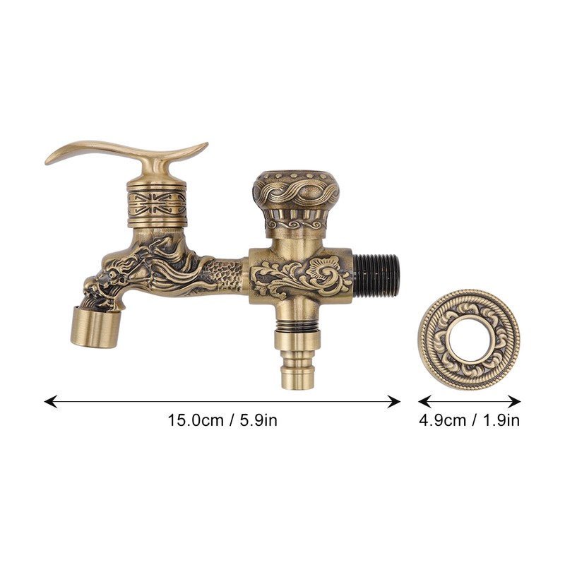 Water Tap 2 Handles 1 Hole Oil Rub Antique Dragon
