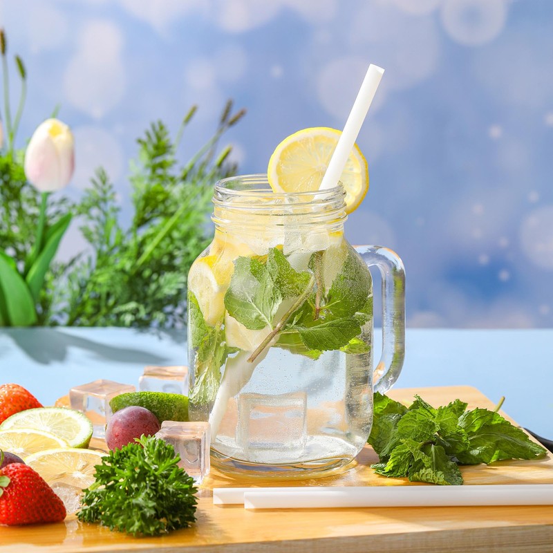 Biodegradable PLA Straws, 8.3" x 0.315", Pack of 200/100, both