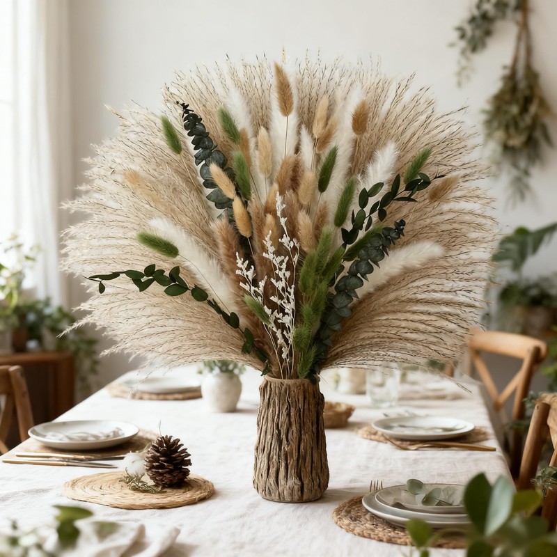 Olive Green Pampas Grass Decor 80Pcs