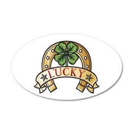 Truly Teague 35x21 Oval Wall Vinyl Sticker Lucky Horseshoe with Four Leaf Clover