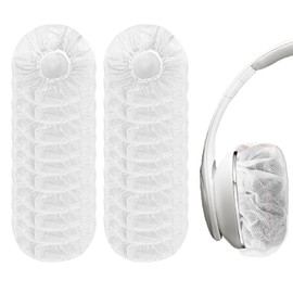 PESLNG Disposable Headphones Cover, Pack of 100, White, Elastic and Stretchy, Hygienic Protective Cases for Headphones (8-13 cm), Ideal for Home, Sports and Office