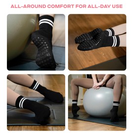 COOLMATE Pilates Socks with Grips for Women, Yoga Socks, Crew Non Slip Women for Workout, Barre, Pilates Gifts for Mom