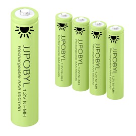 JJPOBYL AAA Rechargeable Batteries 650mAh NIMH Precharged Triple A Battery 1.2V for Solar Lights, Outdoor Garden Lights, Landscaping String Lights, Up to 48 Hours Lightening - Pack of 4