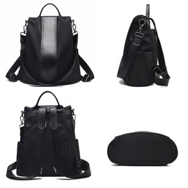 Charmore Women Backpack Ladies Rucksack Waterproof Nylon School bags Anti-theft Dayback Shoulder Bags, Black2, M