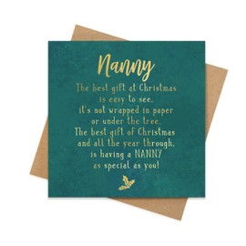 Nanny Foil Christmas Card | gold foil green luxury Christmas Card with poem | special card for Nanny at Christmas