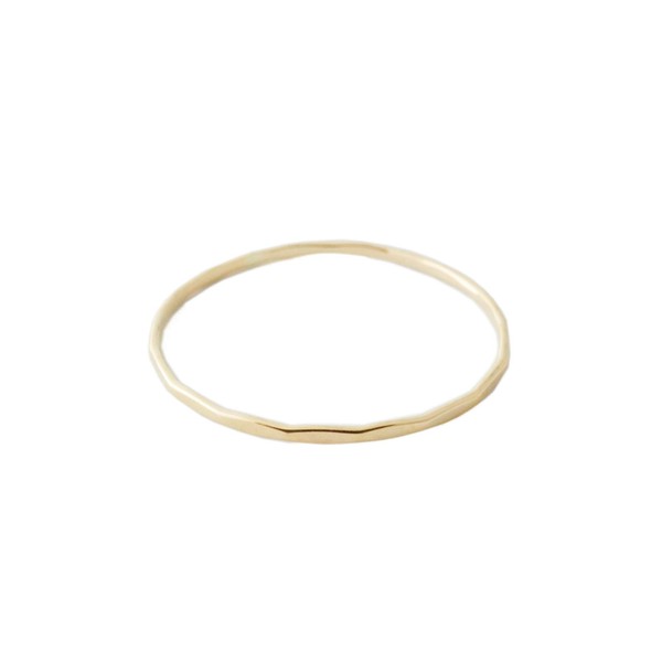 Honeycat Super Skinny Hammered Stacking Ring in Solid 14K Gold