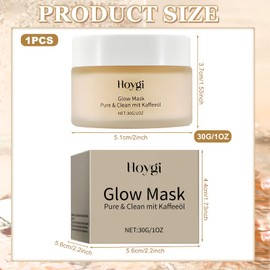 Glow Mask 30 g, Organic Firming Night Care Mask with Coffee Oil Against Wrinkles, Brightening Booster, Moisturising, Reduces Visible Pores and Redness, for All Skin Types