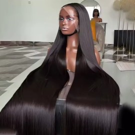 Glueless Wigs Ready to Wear 100% Raw Indian Hair Lace Frontal Wig for Black Women Thin Hd Lace Frontal Glueless Full Hd Lace Wigstyle: Silky Straight Wave, color: Natural color, stretched length: 24", Lace Size: 13x4
