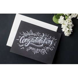 Congratulations! Set of 10 Premium Chalk Art Congratulations Cards with Gray Linen Envelopes - All-Occasion Note Card Bulk Set - Proudly Made in the USA By Palmer Street Press