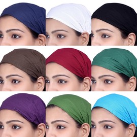 Sarjana Handicrafts Lot 10 Pieces Womens Mens Cotton Headband Hairband Bandana Wrap Band (Multicolored)