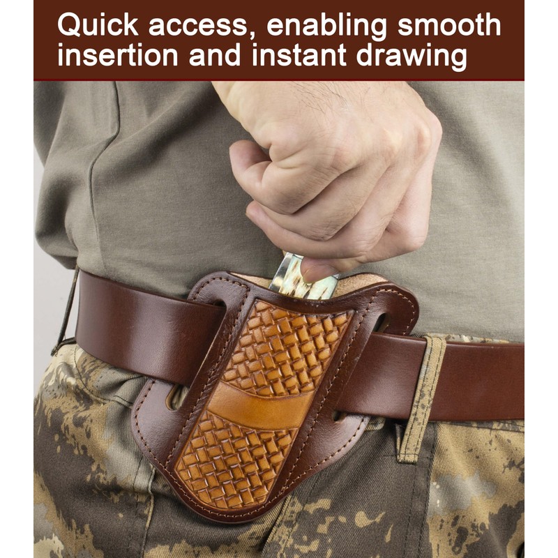 Leather Knife Sheath for Belts,Fits Folding Knife Sheath(Brown)