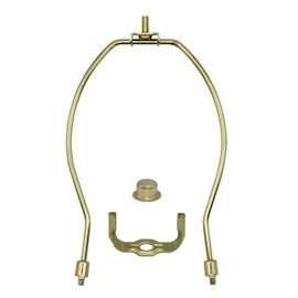 Creative Hobbies® 8 Inch Lamp Harp Kit - Regular Weight, Polished Finish | Harp, Finial and Harp Base Set for Table and Floor Lamps (Gold)