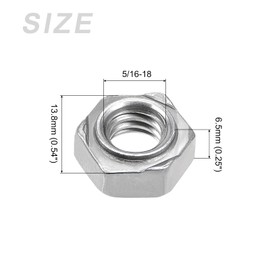 METALLIXITY Hex Weld Nuts Steel (5/16-18Thread Size) 4Pcs, Carbon Steel Hexagonal Nuts - for Machinery Industry, Home Furniture Repair
