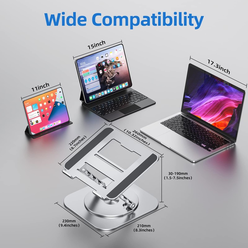MCHOSE Laptop Stand with 360° Rotating Base, Foldable Adjustable Computer