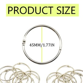 Yosawo 20 Pack Book Binder Rings Metal Loose Leaf Binder Rings for Flash Cards, Index Cards and Loose Paper, Key Rings（45mm）