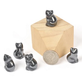 Carved Natural Hematite Cat Guardian Statue Home Decor Reiki Chakra Healing Crystal Desk Gemstone Decoration Stone Crafts Gemstone Collectible Gift