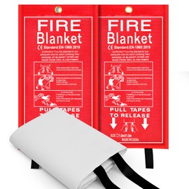 DOKIBI Emergency Fire Blanket, 2 Pack 40” x 40” Fiberglass Fire Suppression Fireproof Blanket for Home, Kitchen, Fireplace, Grill, Car, Office, Warehouse