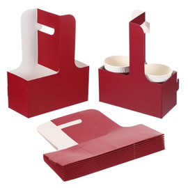 PATIKIL 2 Cup Drink Carrier with Handle, 30 Pack Kraft Paperboard to Go Coffee Cup Holder, Portable Disposable Handled Drink Carriers for Take Out Restaurant Food Service, Multicolor