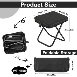 Muyohix Folding Camping Stool, Portable Folding Stool, Small, Folding Stool, Lightweight, Folding Stool, Camping, Folding Stool, Camping, Easy to Fold, 26 cm, for Travel, Picnic, Trekking, Fishing