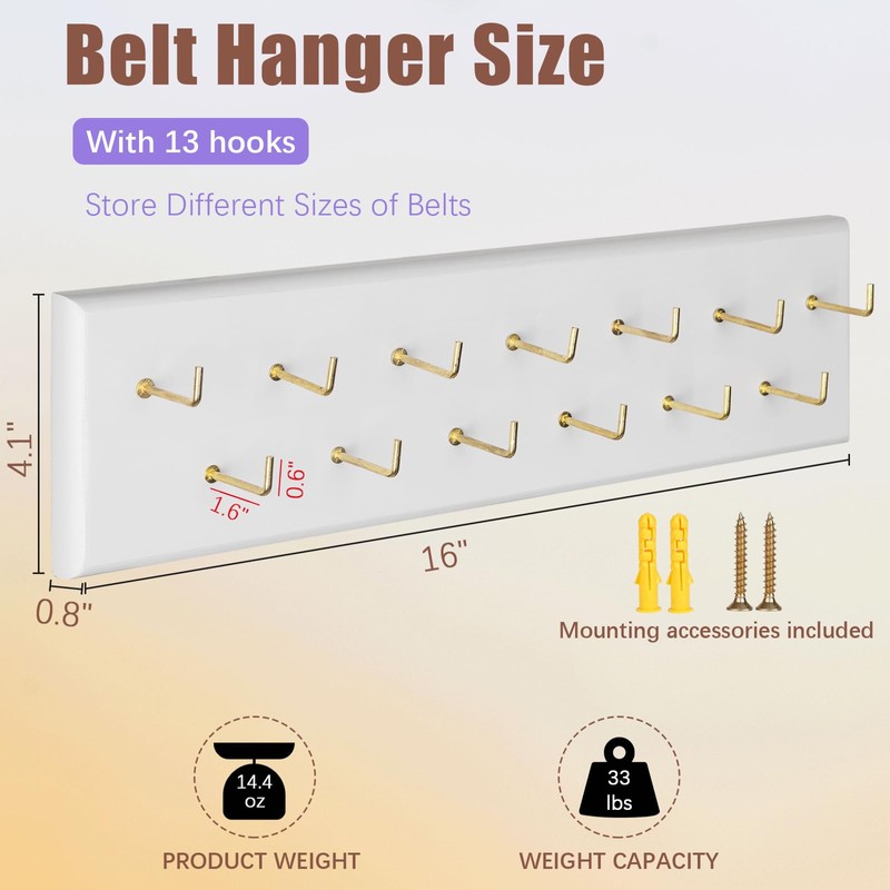 Creproly Belt Hanger Wall Mount Belt Organizer for Closet, Holds