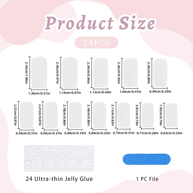Goiern 24 Pieces French Tip Press On Nails Medium Square