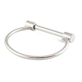 Stylish Stainless Steel Screw and Shackle Cuff D Shape Bangle Bracelet Unisex/Women (Silver)