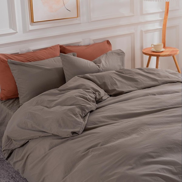NEXHOME PRO Duvet Cover Set King Size Linen Look Organic