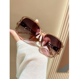Women's Summer Square Frame Sunglasses, Rich Girl Sunglasses, Sunglasses 2025 Women, New Fashion Travel Accessories, Lightweight and Durable for Outdoor Sun Protection Sunglasses for Daily:_Champagne_one-size