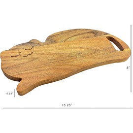 Funny Cat Shaped Wood Cutting Board for Kitchen with Handle, 8"L x 15.25"W Decorative Funny Cat Charcuterie Serving Board, Cheese Serving Board, Solid Wood Board