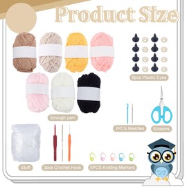 FREEBLOSS 4 Set Owl Crochet Kit Crochet Animal Kit Crochet Starter Kit with Video Tutorial Crochet Kit for Beginners Adults Crochet Owl Decorations
