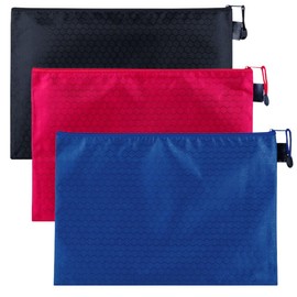 JEYORZY 3 Stück Geldtasche, Geldtaschen Banktasche, 24 x 18 cm Geldmappe A5, Wasserdichte Bankmappe mit Reißverschluss, Geldbeutel Geldtasche, PU Dokumententasche für Haushalt, Business, Schule