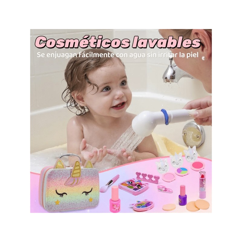 "Set Estuche Maquillaje Ninas Juguetes Belleza Tocado Lavable unicornio Belug