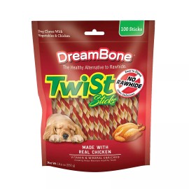 DreamBone Twist Sticks Rawhide Free Chicken Chews for Dogs 1.21 Pounds