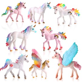 Jetec 8 Pieces Unicorn Toy Figurine Set Collectible Unicorn Toys Cake Toppers for Birthday Party Baby Shower Christmas Party Imaginative Toy Present for Girls and Boys, 8 Type
