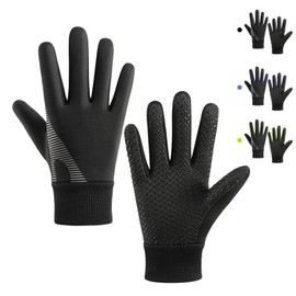 CubePlug Kids Winter Sports Cycling Gloves - Children Windproof Anti-slip Thermal Outdoor Touchscreen Gloves for Boys Girls Age 4-12 Years Bike Mitts Riding Running Warm Hiking Ski (Black, M)