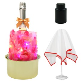 Ipretti DIY Wine Ice Bucket Mold, Wine Bottle Chiller with Golden Base, DIY Ice Mold for Champagne and Cocktails, Includes Glasses Polishing Cloth and Vacuum Wine Bottle Stopper