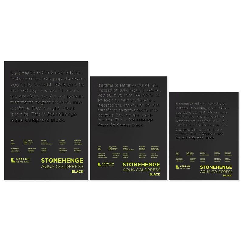 Stonehenge Aqua Almohadilla negra, 150 hojas, Coldpress, 18 x 17