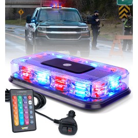 LUMENIX LED Roof Top Strobe Beacon Light Bar Rooftop Security Warning Emergency Flashing Cop Police Lights for First Responder POV Vehicles Trucks Cars - Red Blue