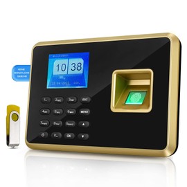 JIAN BOLAND Biometric Fingerprint Time Tracking Password Machine Employee Check-in Recorder, Time Attendance System for Small Businesses A2