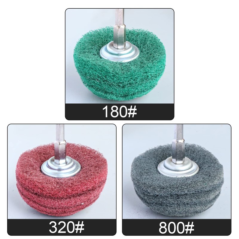 Hiqalty 6PCS Non Woven Abrasive Buffing Polishing Wheel Drill Attachment