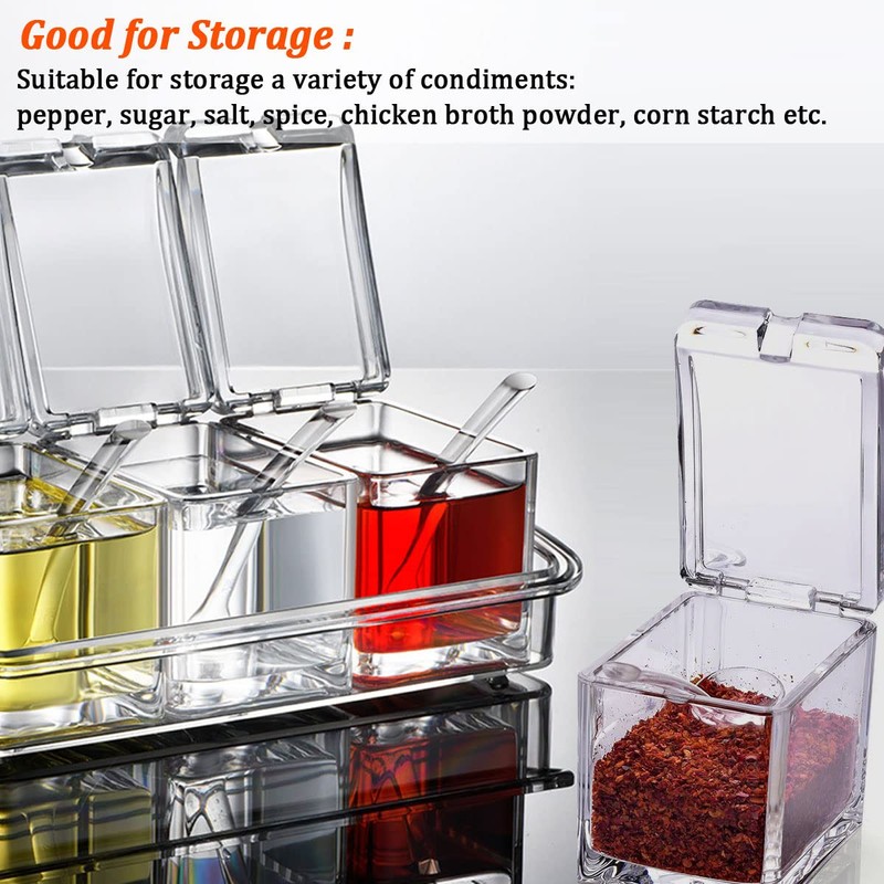 V·RESOURCING Clear Seasoning Box,4 Pieces Clear Seasoning Storage Container for